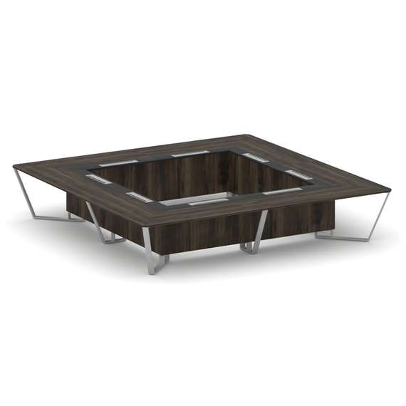 Steel Meet Стол переговорный квадратный KMK-PR.B.SP-20K2 Дуб Мали/Графит Глянец/Металл Серый 4000*40