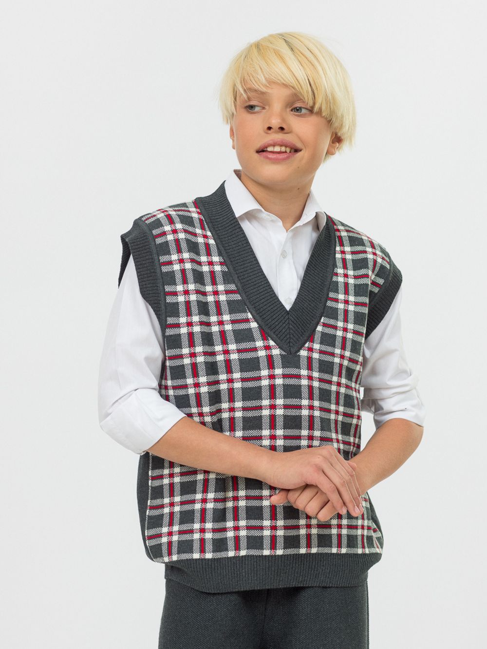 Жилетка для мальчика в школу AT1081 серый