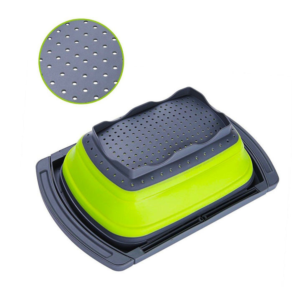 Дуршлаг, с выдвижными ручками, зеленый