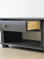 Тумба под телевизор Сюзанна, 180 см, с ящиками и полками, серый