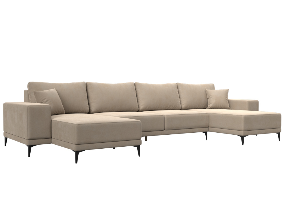 Диван П-образный Льюес, Бежевый, Велюр, 122409