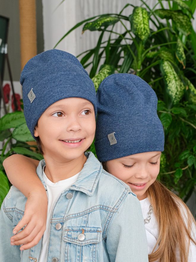 Шапка трикотажная  (Синий меланж) РИО