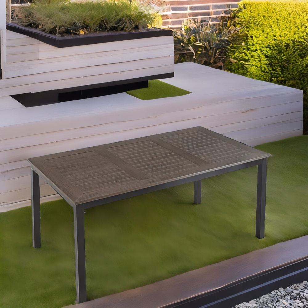 Алюминиевый прямоугольный стол  160*90 ПОЛИВУД-7 «POLYWOOD-7» цвет каштан арт.1026