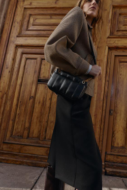 ZARA СТЕГАНАЯ СУМКА ЧЕРЕЗ ПЛЕЧО, ЧЕРНЫЙ