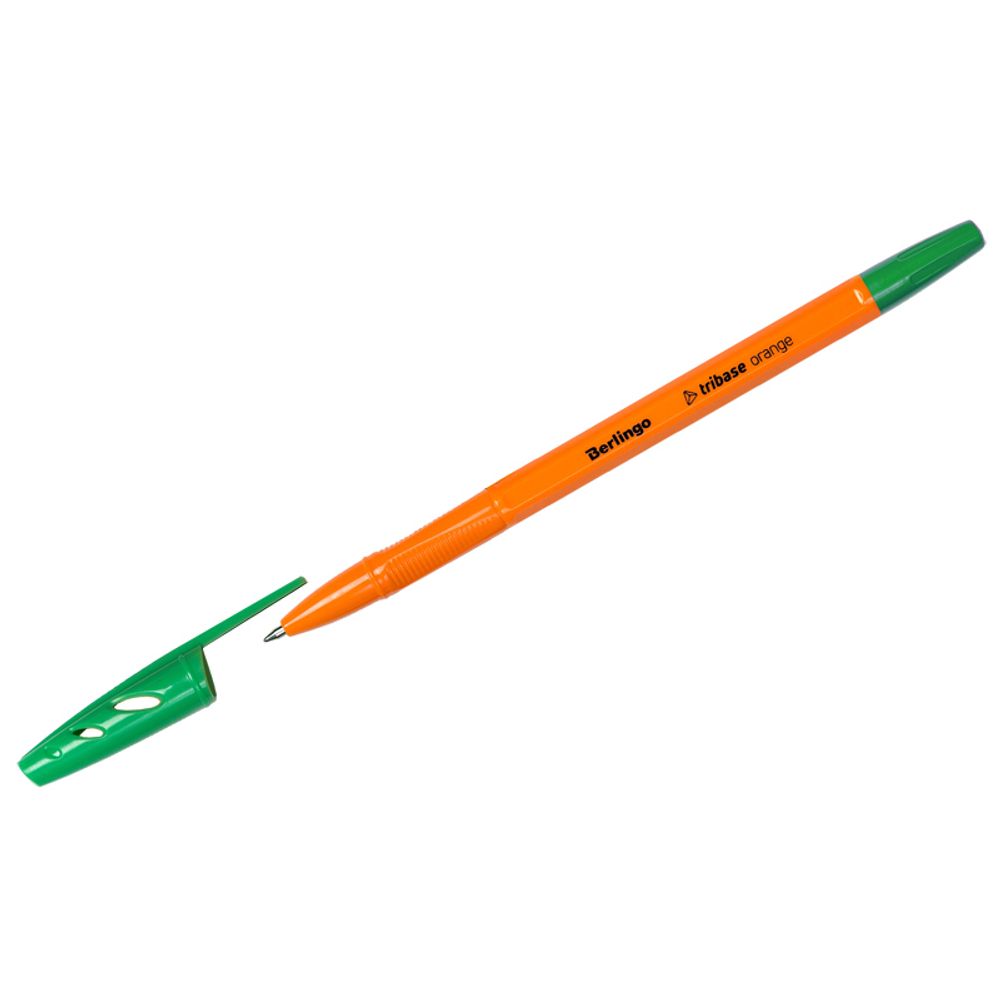 Ручка шариковая Berlingo "Tribase Orange" зеленая, 0,7мм