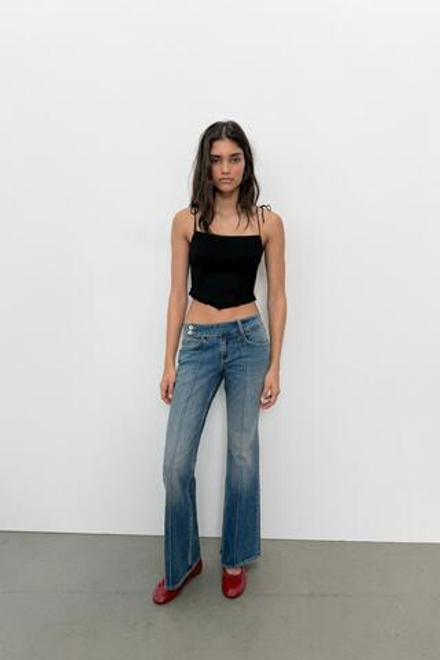 ZARA КРОП-ТОП-КОРСЕТ ИЗ ПОПЛИНА, ЧЕРНЫЙ