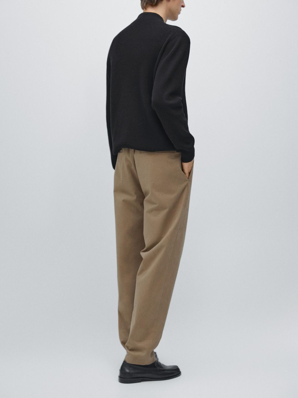 Massimo Dutti Брюки-джоггеры из смесовой хлопковой ткани, охра