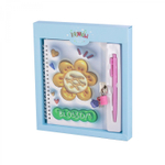 Блокнот в футляре, 17,5 см * 19,5 см, гребень, Alingar, мат.ламин, эффект 3D, ручка, замочек, клетка, 46 л., "Подсолнух"