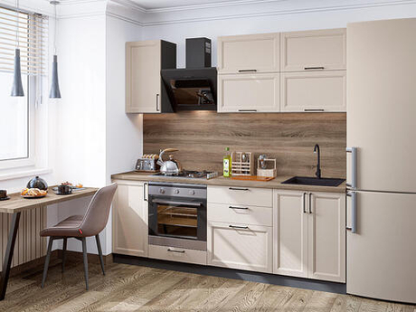 Прямая модульная кухня Сканди-01 Cream Silkwood - Graphite 2140*2200*600