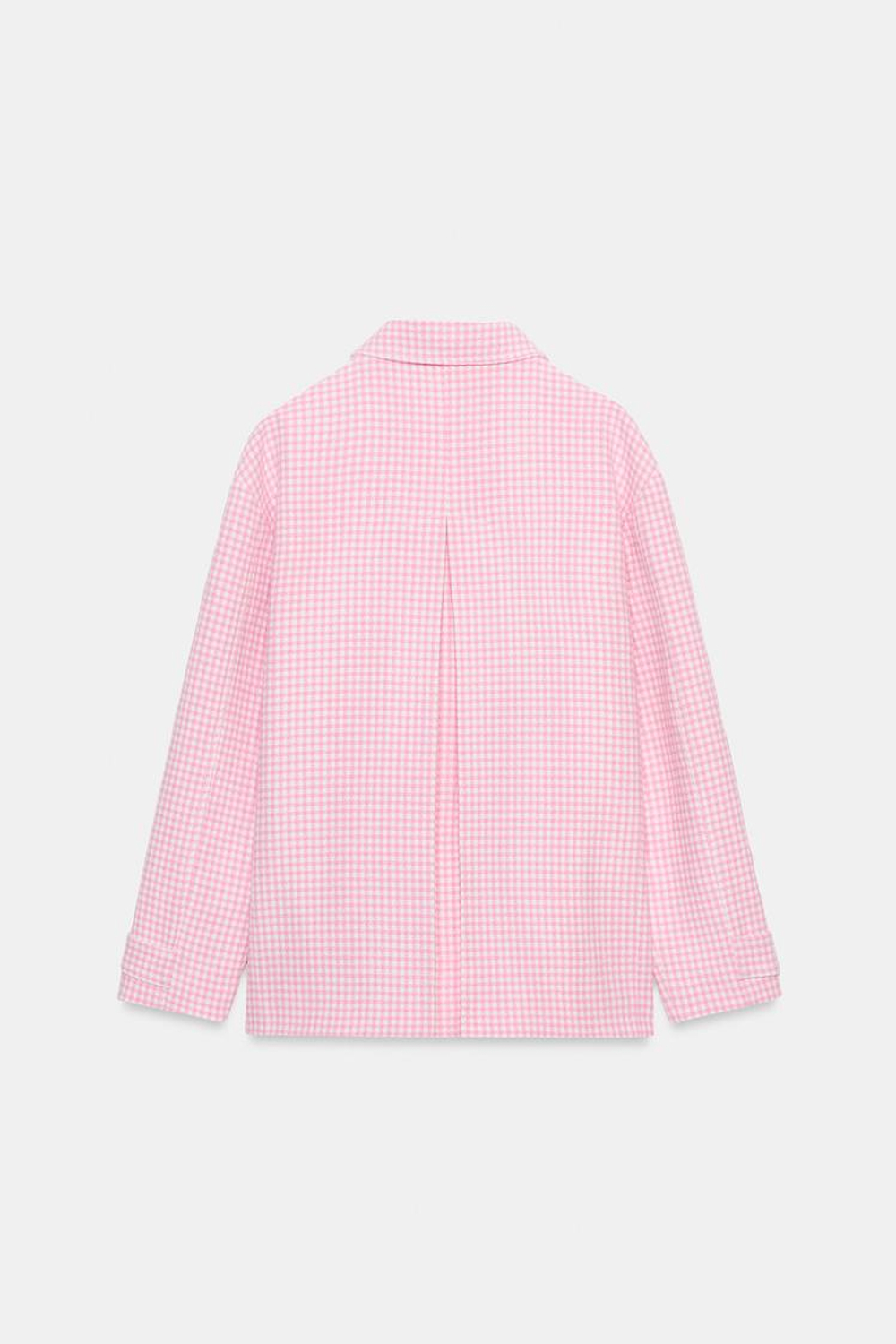 ZARA КУРТКА В КЛЕТКУ ВИШИ, РОЗОВЫЙ/БЕЛЫЙ