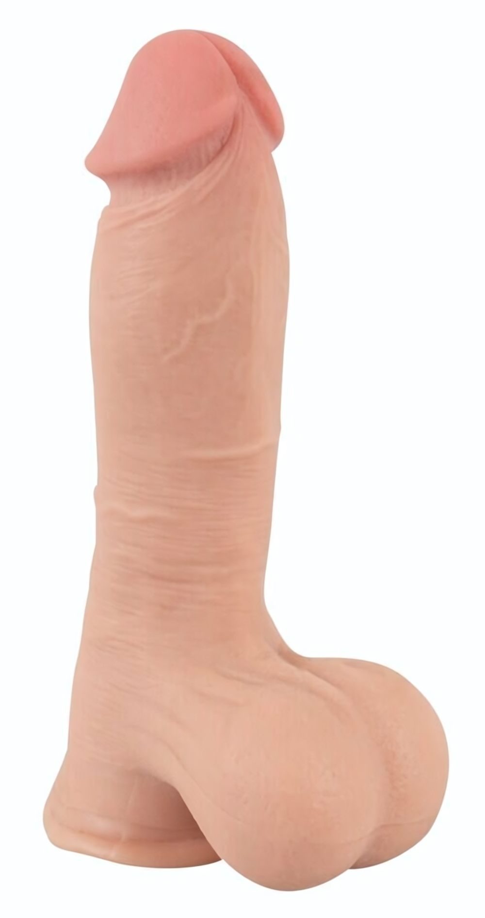 Телесный фаллоимитатор с подвижной кожей - 19,9 см. (Цвет: телесный)
