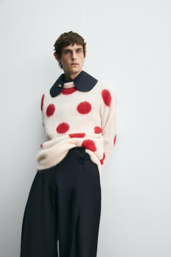 ZARA HARRY LAMBERT X DISNEY СВИТЕР В ГОРОШЕК, ЭКРЮ