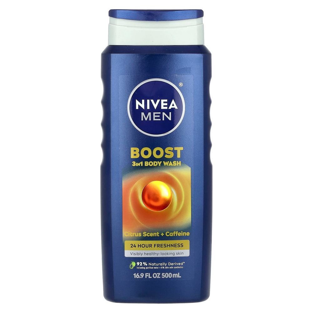 Nivea, Для мужчин, гель для душа 3 в 1, цитрусовый аромат и кофеин, 500 мл (16,9 жидк. унц.)
