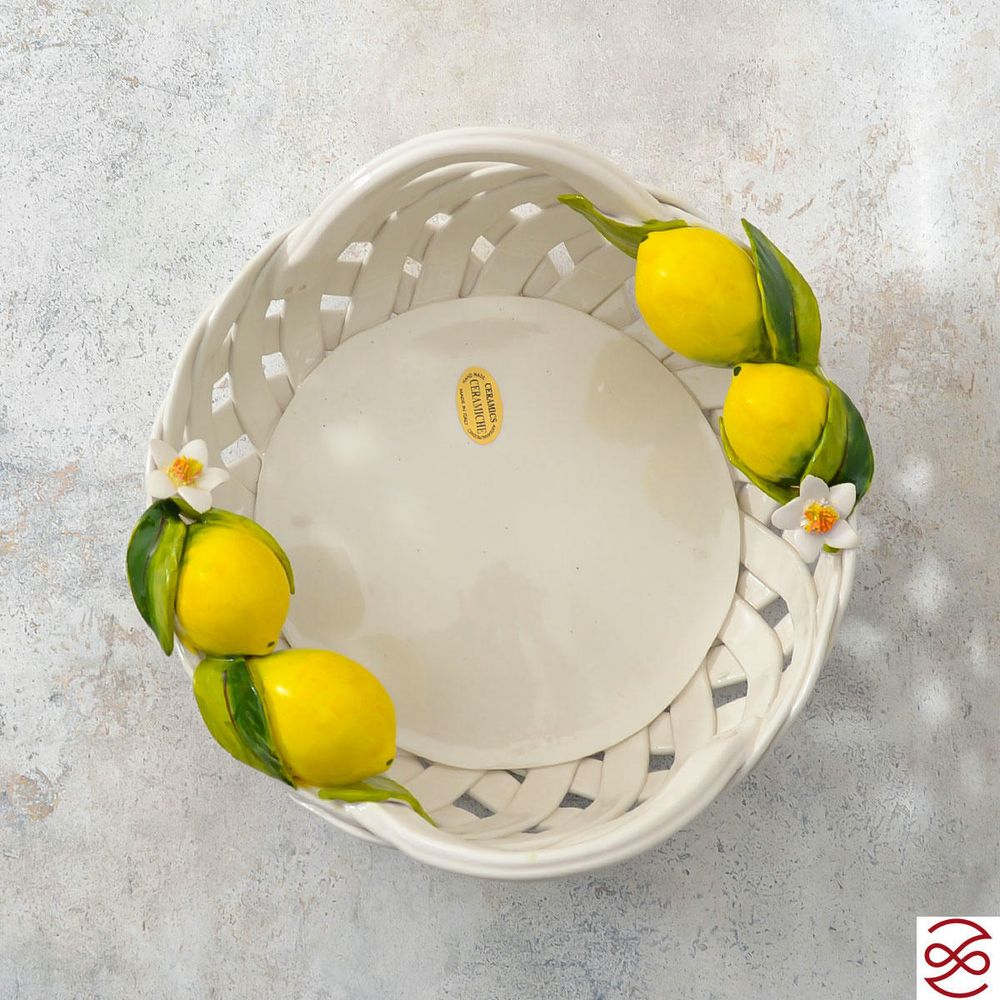 Корзина с ручками круглая Orgia Лимоны 29 см
