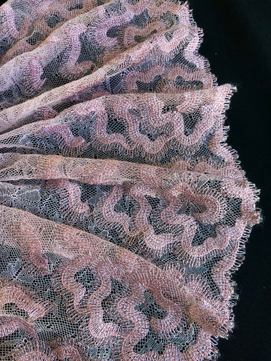 кружево пудра, 24см, стрейч, гипюр с вышивкой