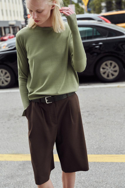 ZARA ТОНКИЙ СВИТЕР, СУХАЯ ЗЕЛЕНЬ