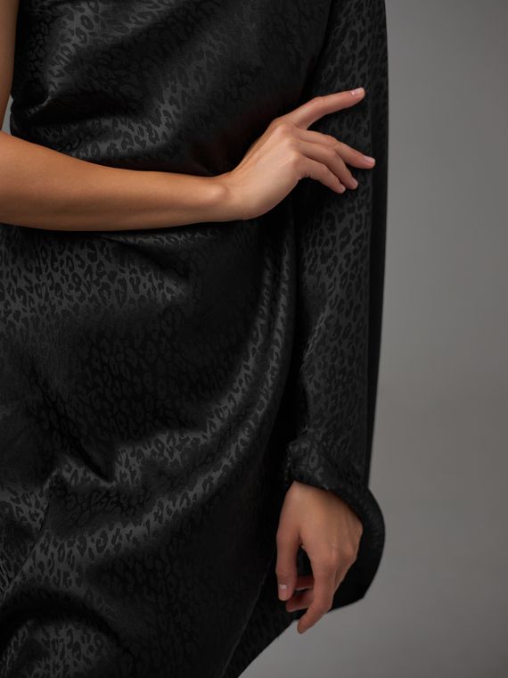 Ткань шелк Армани Жаккард, арт.1885, дизайн &quot;лео&quot;, черный 170