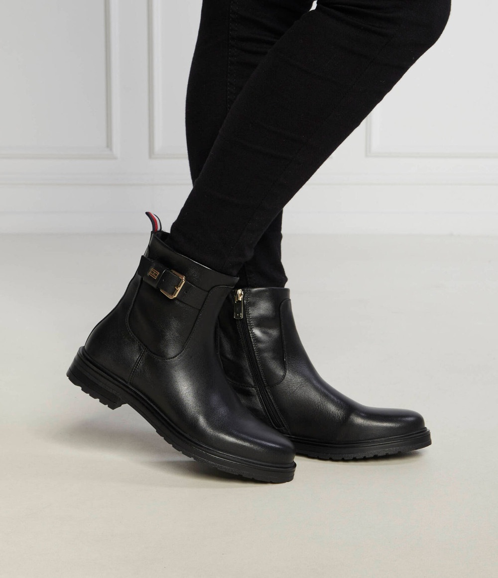 Кожаные ботильоны Tommy Hilfiger - черный(FW0FW07479)