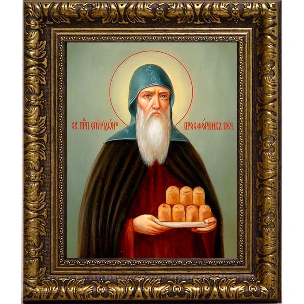 Спиридон Печерский, преподобный просфорник. Икона на холсте.