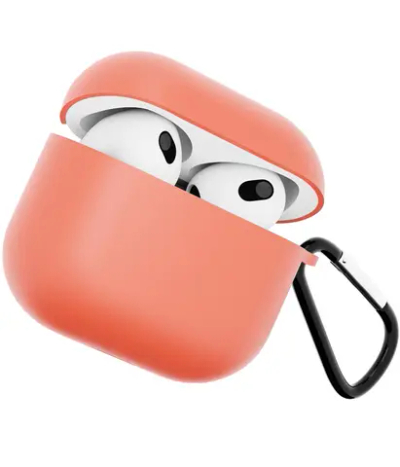 Чехол для Airpods 3 Gurdini силиконовый с карабином Коралловый