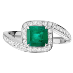 Кольцо с изумрудом и бриллиантами, R0070-8/2