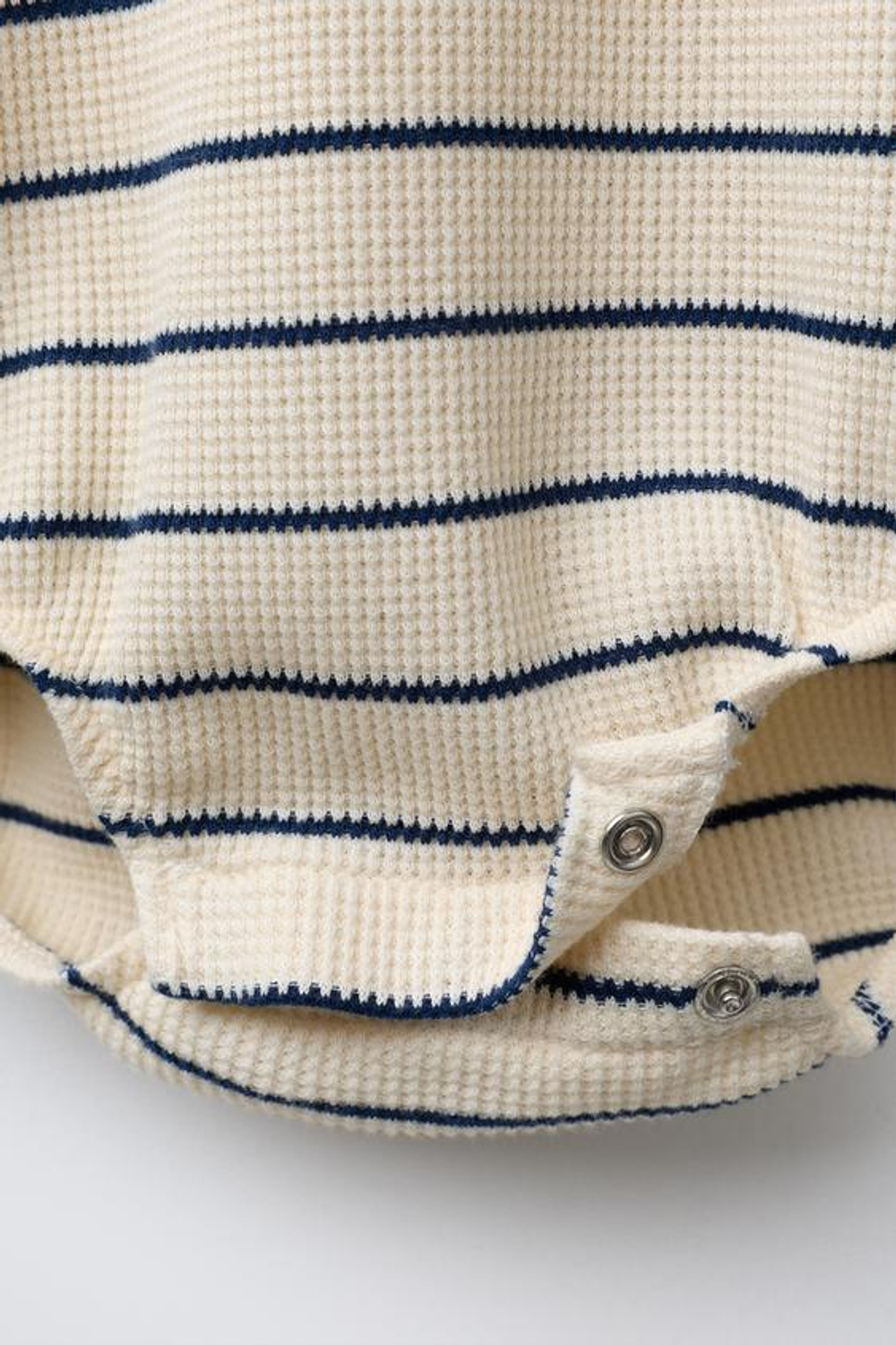 ZARA ВАФЕЛЬНЫЙ БОДИ В ПОЛОСКУ, ЭКРЮ/СИНИЙ