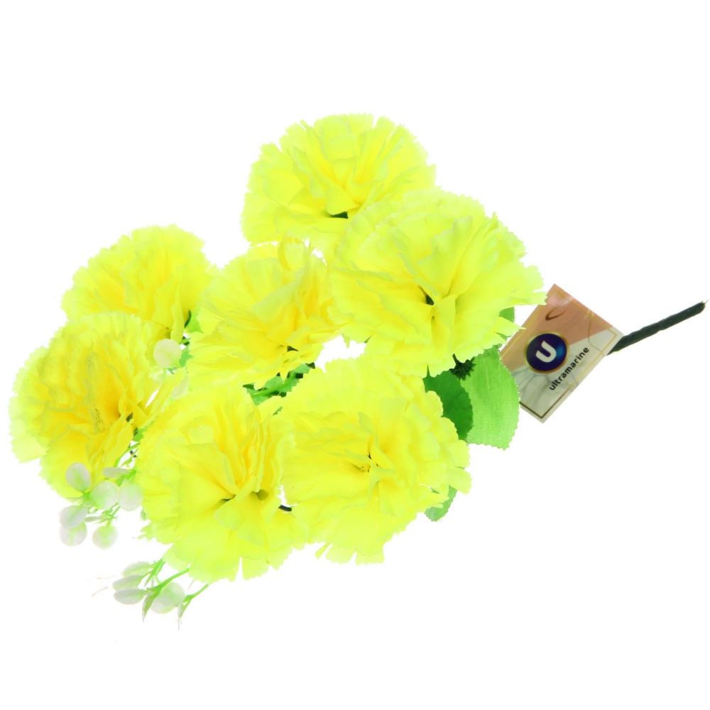 Искусственные цветы «Букет Гвоздик» 34см 7цветков желтые