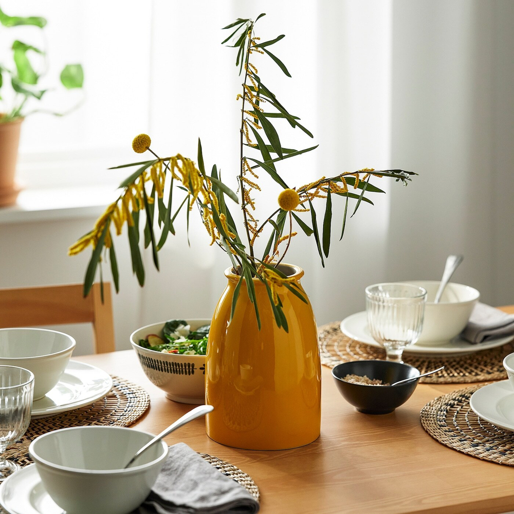 IKEA KOPPARBJÖRK  (ИКЕА КОППАРБЙÖРК)  -  Ваза, ярко-желтая, 21 см