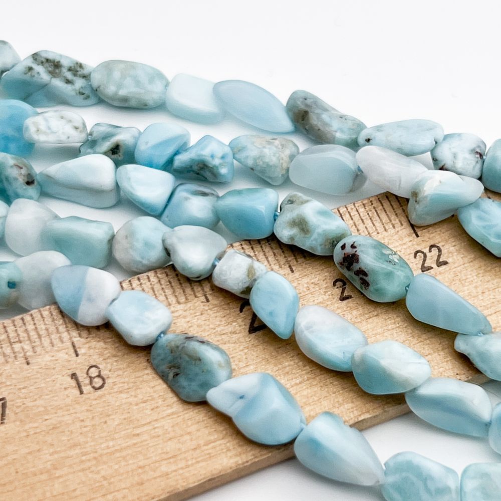 Ларимар бусины, галтовка, размер около 6-7 мм, цена за нить 38 см