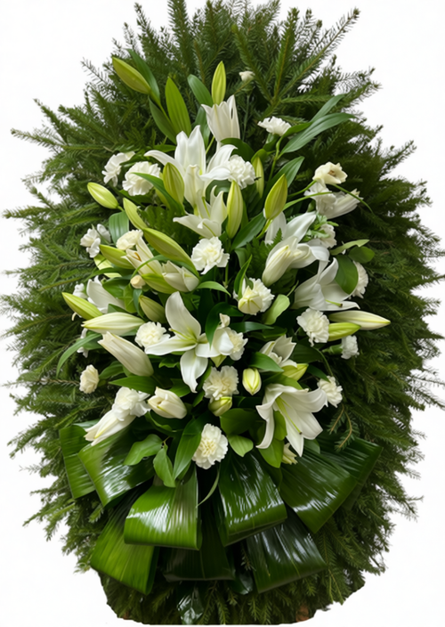 Похоронный венок из живых цветов №21 (120 см)