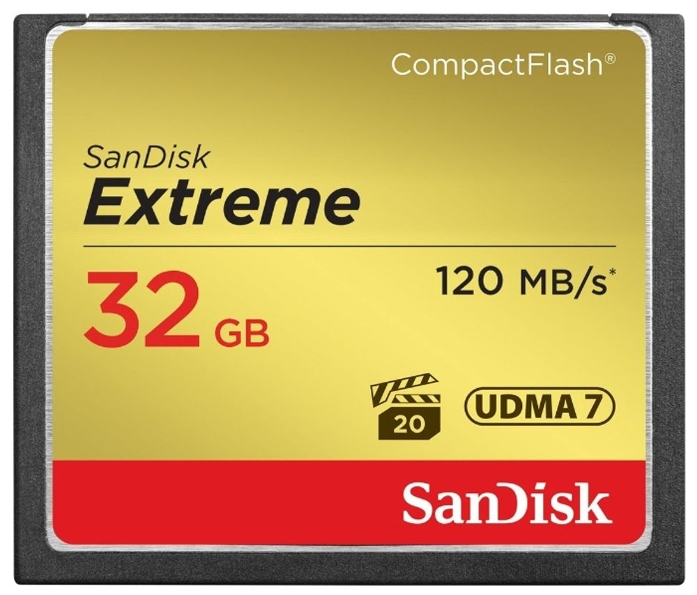 Карта памяти SanDisk Extreme CompactFlash 32GB, R/W 120/85 МБ/с