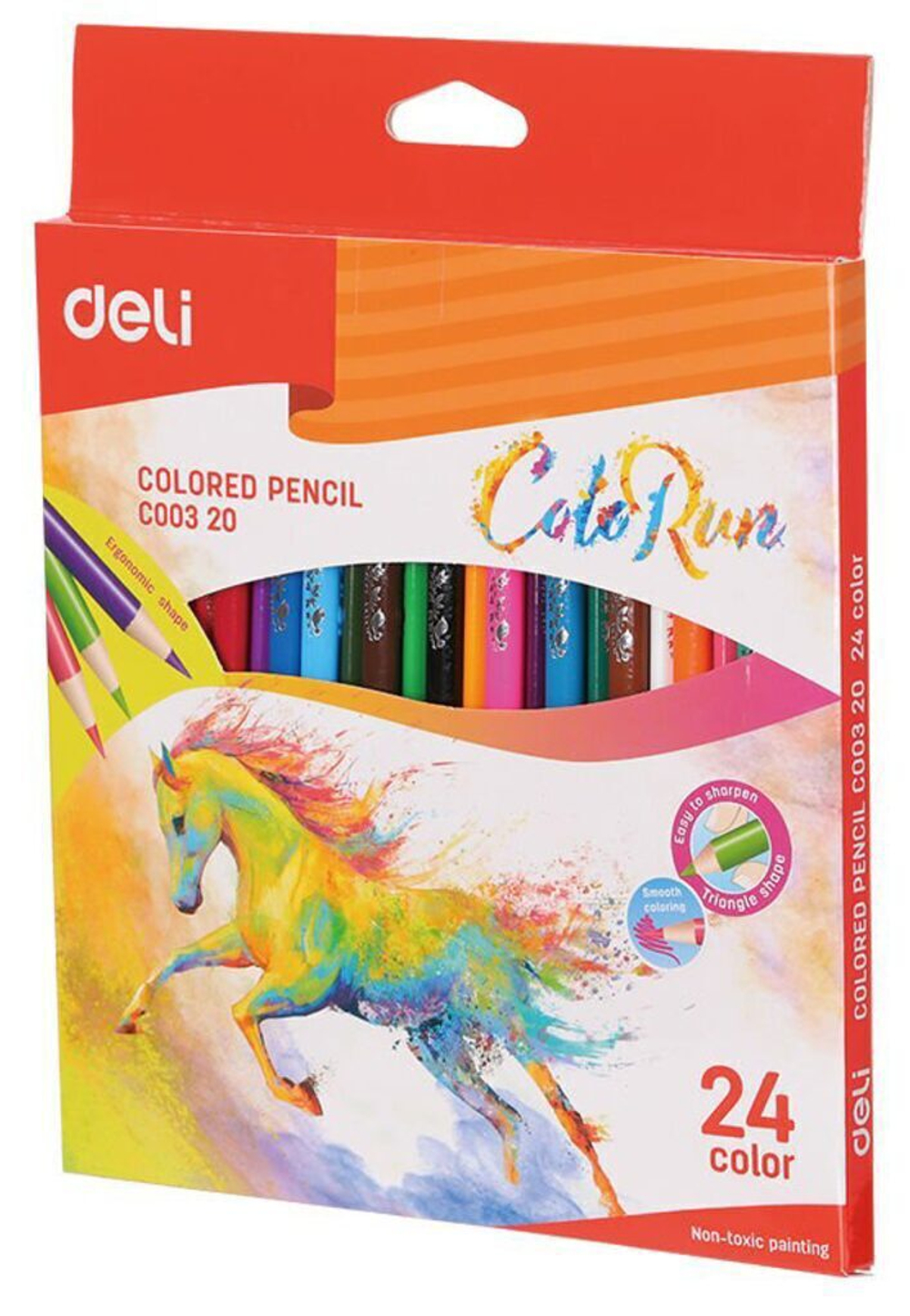 Карандаши цвет. 24цв Deli  ColoRun трехгранные, европодвес