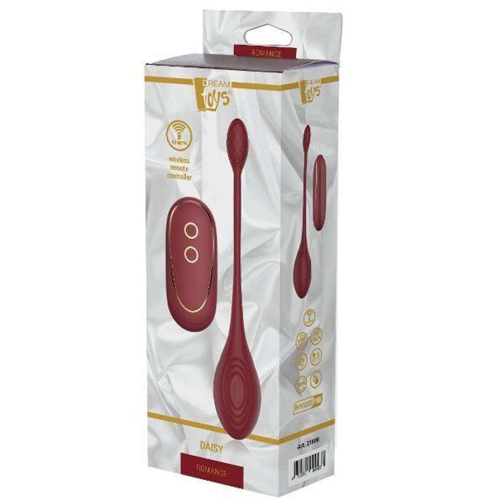Бордовый вагинальный шарик Daisy с пультом ДУ (Цвет: бордовый)