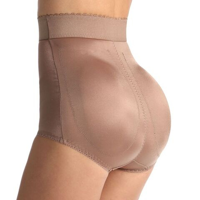 Шелковистые трусы с завышенной талией и пуш-ап эффектом (Размер: L) (Цвет: кофейный)