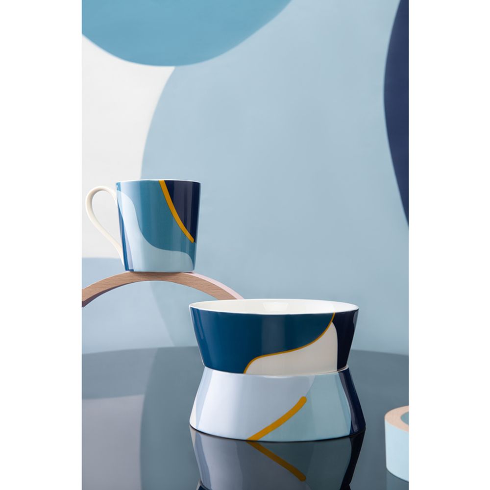 Набор из двух салатников синего цвета с авторским принтом из коллекции Freak Fruit, 16см