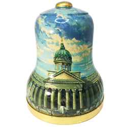 Матрешка-колокол из 6 частей. Храмы Санкт-Петербурга. Дерево, лак, ручная роспись. Россия, 2000-е гг