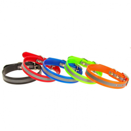 КАСКАД Ошейник из биотана со светоотражающей полосой 12 мм, 20-24 см, синий