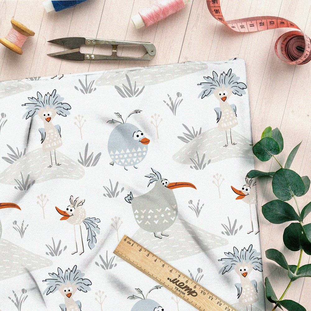 Ткань флис необычные птички