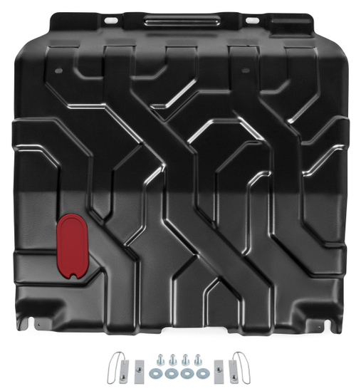 Защита картера и КПП АвтоБроня для Chevrolet Aveo T250 рестайлинг (V - 1.2; 1.4) 2006-2012/Chevrolet Nexia (V - 1.5) 2020-н.в./Ravon Nexia R3 (V - 1.5) 2016-н.в., сталь 1.8 мм, с крепежом, штампованная, 111.01026.1