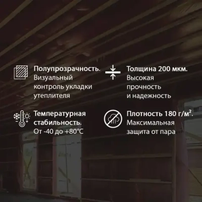 Пленка пароизоляционная Grand Line ParoBlock 200 (1,5м/75м2) для защиты утеплителя и конструкций от насыщения паром