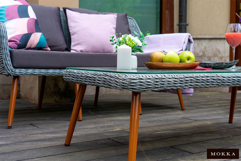 Комплект плетеной  мебели MOKKA RIMINI (стол кофейный, 2 кресла, диван 2 х-местная)