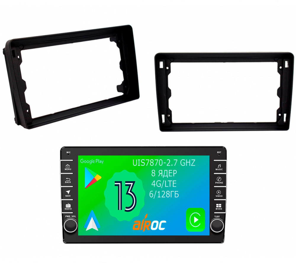 Магнитола для Ford Mondeo 4, Focus 2, S-Max/Galaxy (ШГУ овальное) - Airoc AB-1706 (кнопки и крутилки), Android 13, TS20, 6/128Гб, SIM-слот, CarPlay