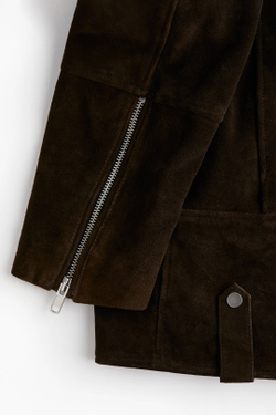 H&M Кожаная байкерская куртка, темно-коричневый