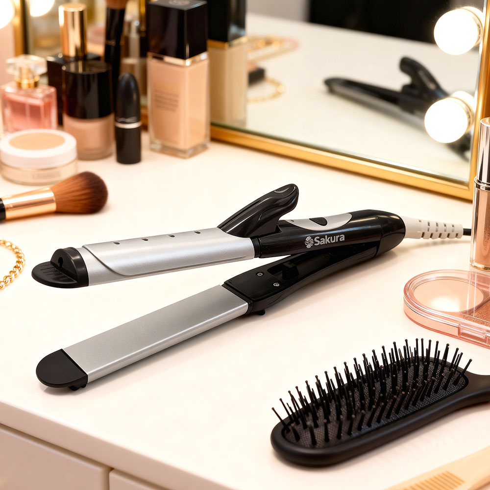 Стайлер 2-в-1 SA-4412BS, выпрямитель и плойка, 42Вт, керамическое покрытие