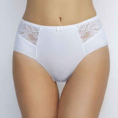 Трусы-слипы со средней посадкой и кружевными вставками (Размер: 54) (Цвет: белый)