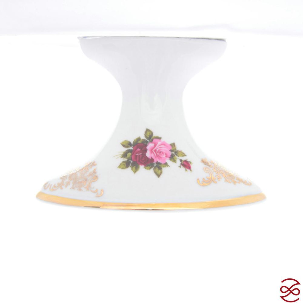 Блюдо для хлеба на ноге Queen's Crown Роза перламутр 35 см