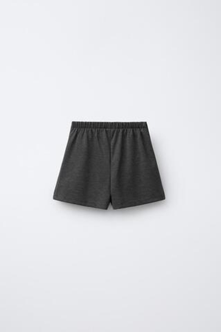 ZARA ЮБКА-ШОРТЫ С БАНТАМИ И БЛЕСТКАМИ, СЕРЫЙ МЕЛАНЖ