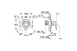 Смеситель для душа Grohe BauLoop (внешняя и встраиваемая части), хром 29042000