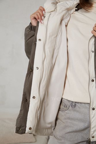 Хаки-бежевый пуховик-трансформер