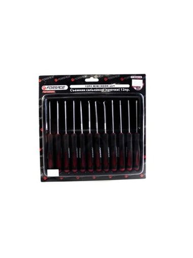 Приспособления для снятия сальников ''крючки''в наборе с ювелирными отвертками, 12пр. (SL2.5х75, SL3.5х75мм, PH0, PH1, Т7, Т8, Т9, Т10 ), в блистере Forsage F-904U12